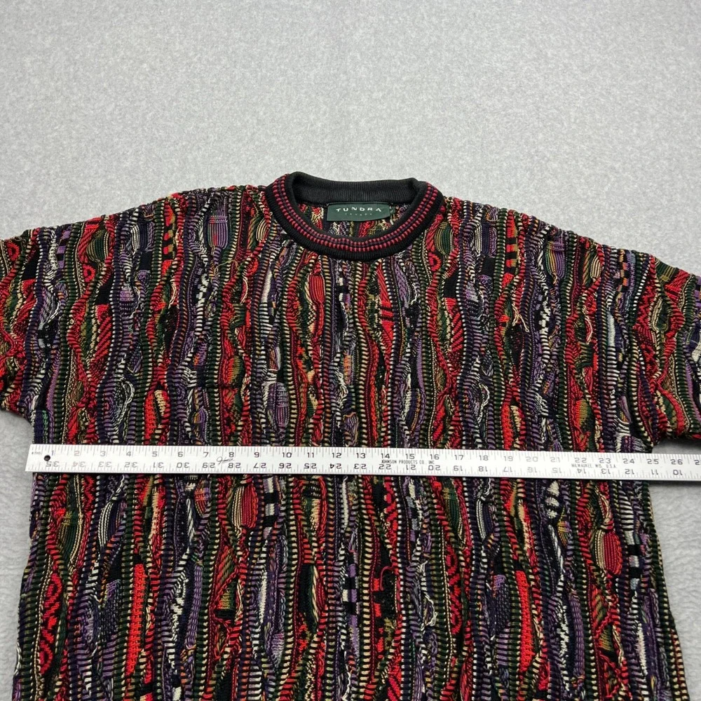 VTG Tundra Sweater Men's‎ XL Multi Chunky 3D Knit Textured Coogi Crew Sweater - Picture 4 of 10